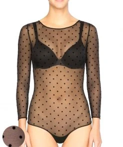 Shop All Clothing Spanx® Sheer Fashion Flocked Dot Thong Bodysuit