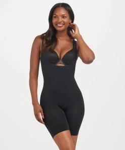 Spanx Power Open-Bust Mid-Thigh Bodysuit Shop All Shapewear