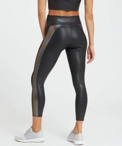 Spanx Faux Leather Track Stripe 7/8 Leggings