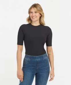 Spanx New Arrivals Suit Yourself Ribbed Crew Neck Short Sleeve Bodysuit