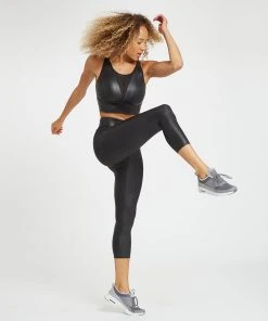 Spanx Faux Leather Medium Impact Sports Bra 9 Spanx Faux Leather Medium Impact Sports Bra