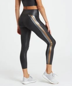 Spanx Faux Leather Track Stripe 7/8 Leggings
