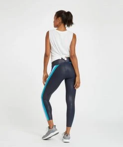 Spanx Faux Leather Track Stripe 7/8 Leggings