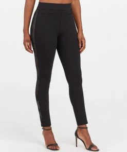 Spanx Shop All Clothing The Perfect Black Pant, Ankle Sequin Tuxedo Skinny