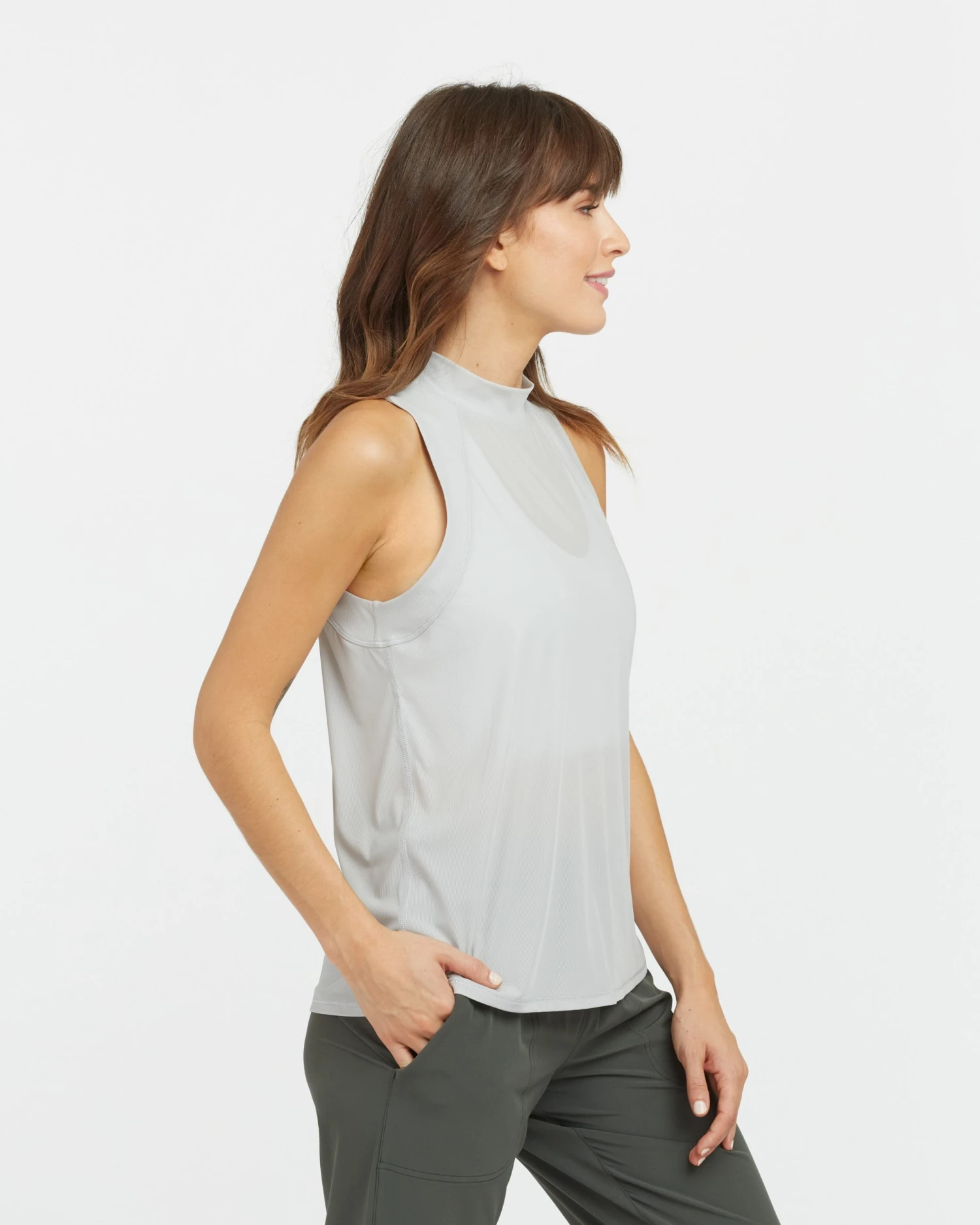 Spanx Go Lightly Ribbed Mock Neck Tank Shop All Activewear 10 Spanx Go Lightly Ribbed Mock Neck Tank Shop All Activewear