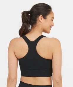 Spanx Seamless Sculpt Chevron Ribbed Longline Medium Impact Sports Bra